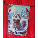  Gartenflagge Katze m. Kardinal Welcome  (m. u. o....