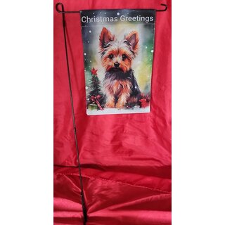 Gartenflagge Yorkshire Terrier Weihnachtsgre (m. u. o. Fahnenmast)