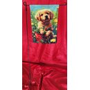 Gartenflagge Golden Retriever Welpe  (m. u. o. Fahnenmast)